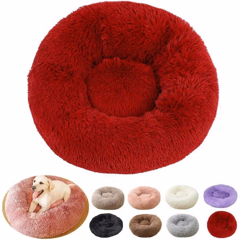 Cuccia per cani, forma rotonda, taglia XXL, lavabile, colore bordeaux, diametro 120 cm