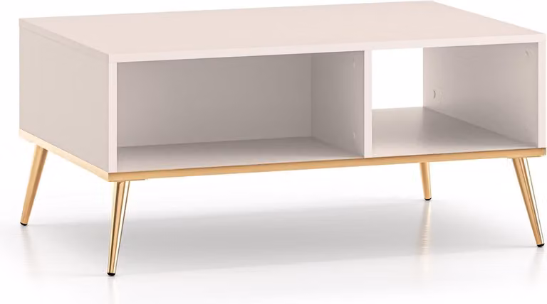 FURNLUX Tavolino Selgin Beige E Oro 90cm / Colore principale: Beige / Dimensioni: 90 x 42 x 60 cm