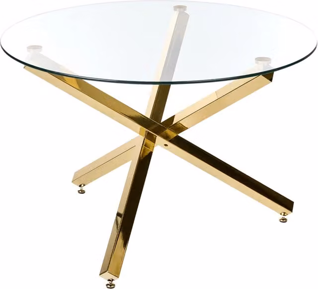 Tavolo da pranzo Argento Base in metallo Piano in vetro ø 110 cm Rotondo Moderno