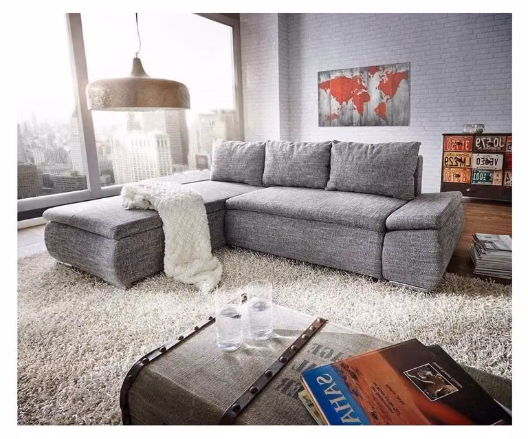 Schlafsofa Design Ecksofa Schlafsofa Bettfunktion Couch Polster Textil Sofas