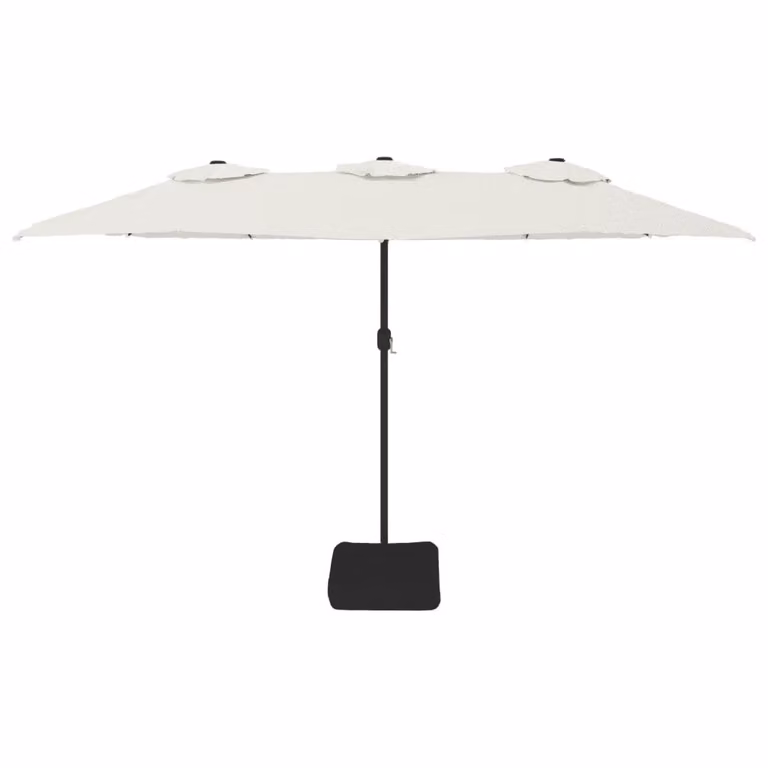 Ombrellone da giardino a doppia testa con illuminazione LED HELLOSHOP26 in poliestere color sabbia e acciaio L: 449 cm, P: 265 cm, H: 245 cm