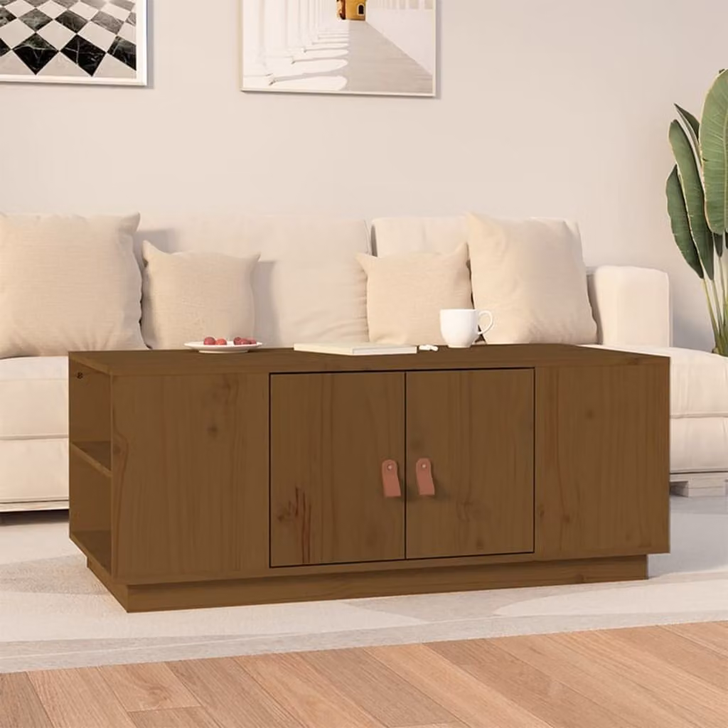 vidaXL Tavolino marrone miele 100x50x41 cm in legno di pino massiccio - Tavolino - Tavoli da caffè - Tavolino - Tavolino da divano