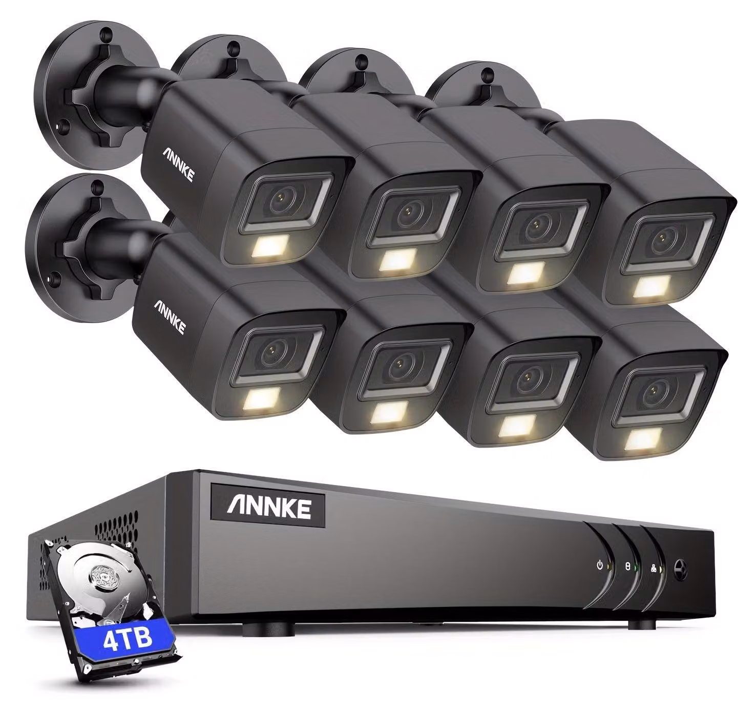 Kit di telecamere di sicurezza – 8 telecamere di sorveglianza 3K HD con visione notturna a colori e 4TB di spazio di archiviazione