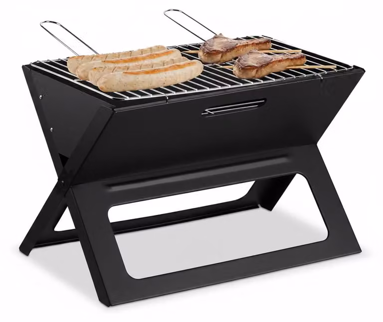 JL Cuisine - Barbecue pieghevole per carbone - Portatile - Nero