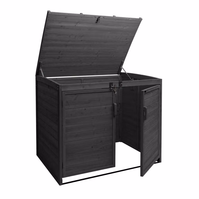 Contenitore per rifiuti XL a 2 posti/4 posti HWC-H75b, contenitore per rifiuti, espandibile 138x138x105cm legno MVG ~ antracite