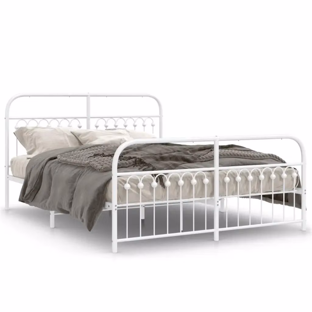 Giroletto con testiera e pediera in metallo bianco vidaXL L/P: 150 x 200 cm – 2