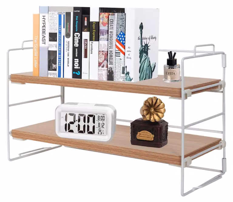 Omgoods - Organizer per scrivania a 2 ripiani - Libreria e scaffale regolabili per l'ufficio