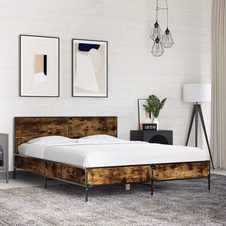 Giroletto vidaXL in legno e metallo colore rovere fumo L/P/H: 140 x 190 x 80 cm