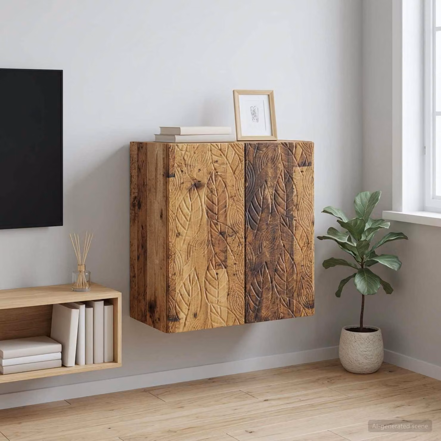 Mobiletto a muro vidaXL in legno marrone con ante a battente e ripiani interni L/P/H: 59 x 31 x 60 cm