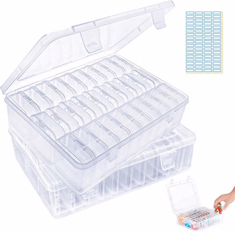 Piccole scatole trasparenti, 60 pezzi, con coperchio, ideali per materiali da bricolage