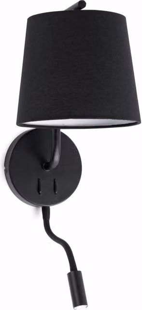 Applique da parete con lettore LED Faro Barcelona, colore nero