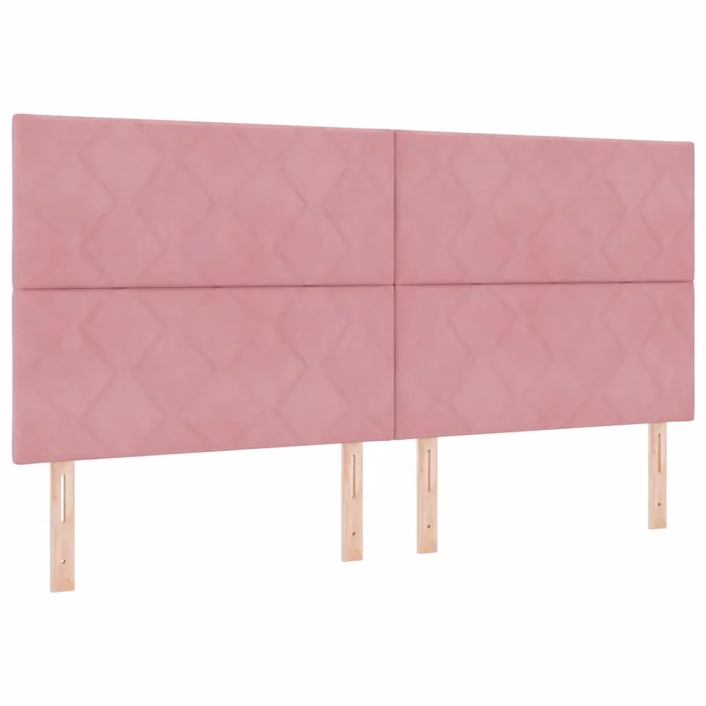 Letto moderno vidaXL con testiera in velluto rosa e illuminazione LED sottostante, L: 200 cm, P: 200 cm, H: 203 cm – 2