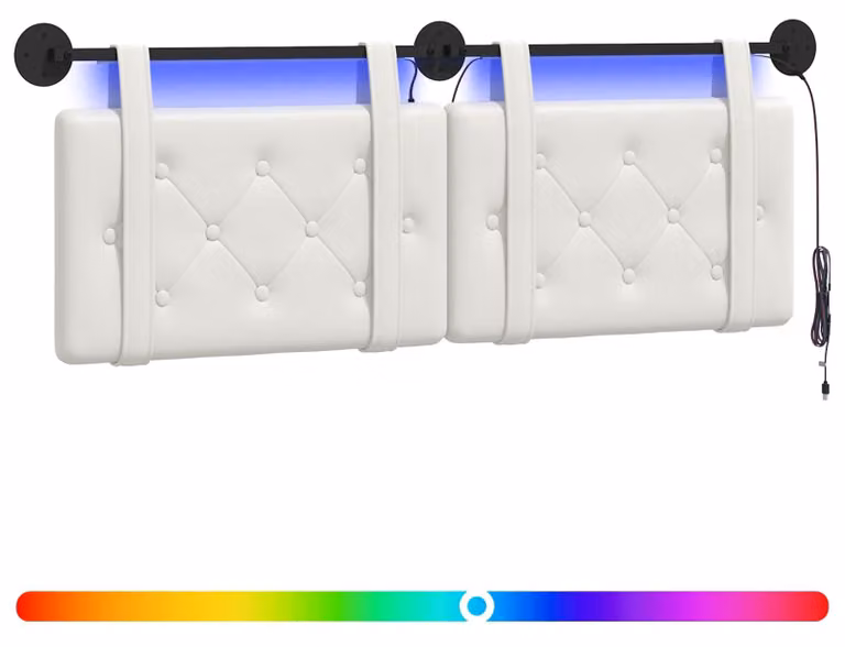 Testiera sospesa Con luce LED Bianco Pelle finta