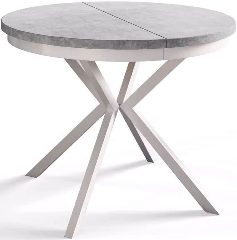 Alpi Moebel, Tavolo da Pranzo Rotondo, Tavolo da Cucina Allungabile, Diamentro: 90-170 cm, Gambe in Metallo Bianco, Grigio Chiaro