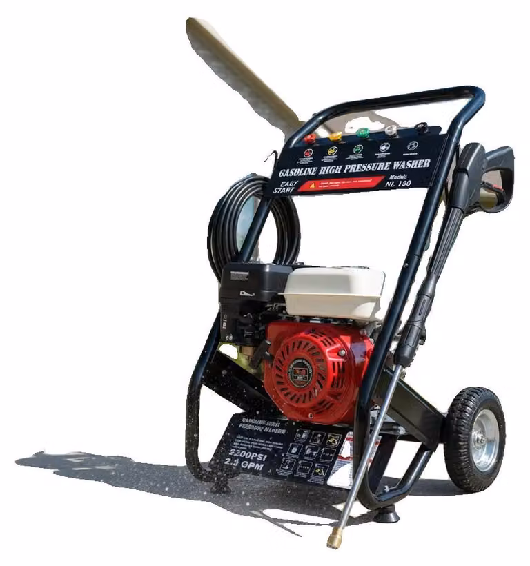 Idropulitrice, motore da 7,5 cavalli, pressione di esercizio di 2200 PSI, tubo di 8 metri, 5 tipi di ugelli, costruzione robusta e duratura
