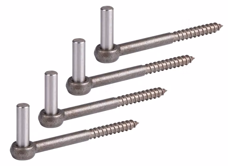 Alberts 846268 Cerniera a vite, gancio a J, con filettatura pre-tagliata, acciaio inossidabile, interasse Ø 13 mm, lunghezza 155 mm, set da 4 pezzi