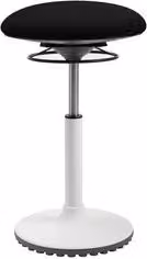 Sgabello moderno Topstar nero con struttura in metallo e seduta in tessuto cilindrica