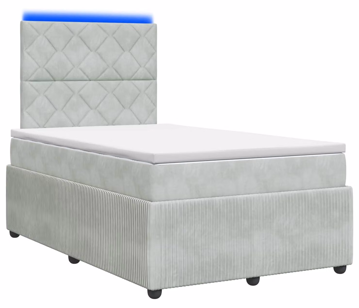 Letto boxspring LED con materasso Grigio chiaro 120 x 190 cm Velluto