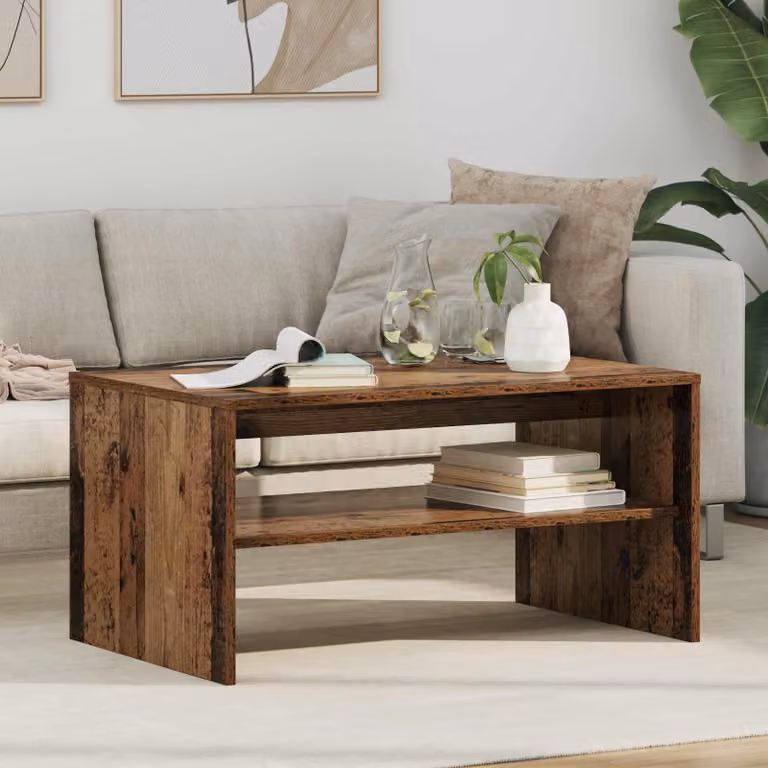 Tavolino da salotto moderno vidaXL in legno e composito marrone L: 80 cm, P: 50 cm, H: 40 cm