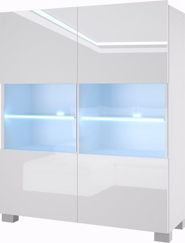 BELINI cassettiera credenza soggiorno camera da letto armadio a colonna con luci LED (bianco)