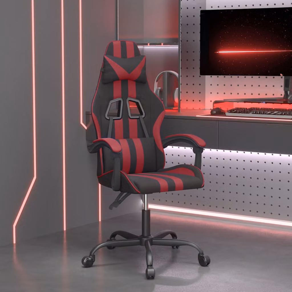 Sedia Gaming vidaXL in Similpelle Nero e Rosso con Poggiatesta e Ruote