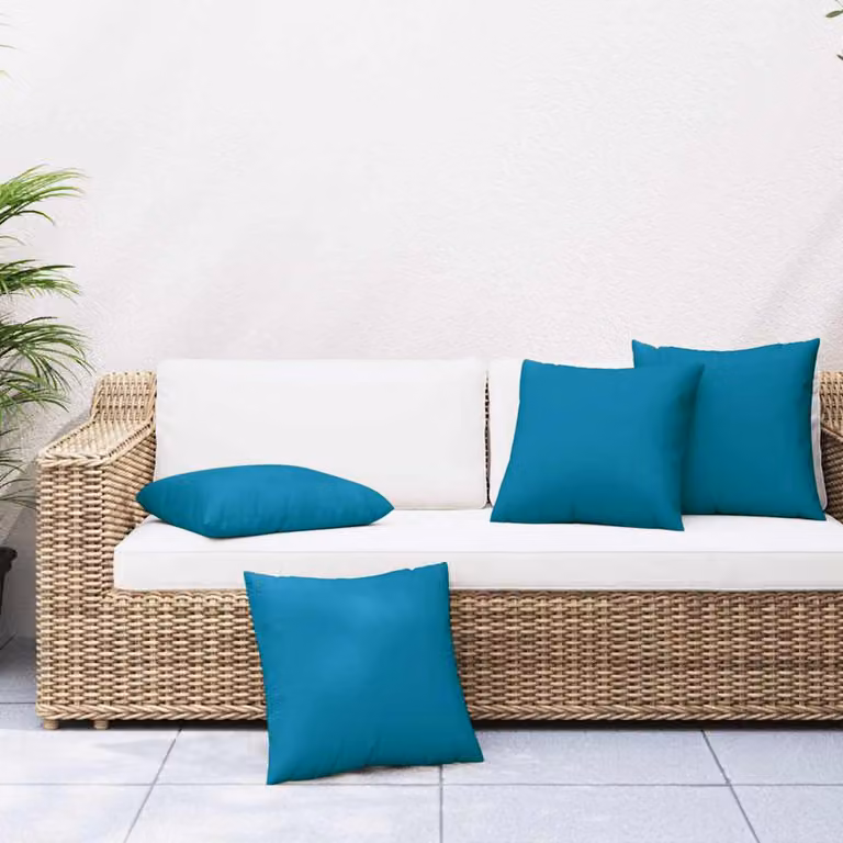 Set di 4 cuscini quadrati per divano vidaXL blu in tessuto idrorepellente, L/P/H: 60 x 60 x 60 cm
