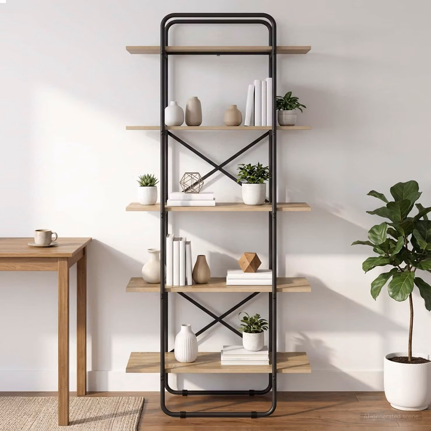 Libreria vidaXL a 5 livelli in stile industriale, colore marrone, L 80 cm x P 35 cm x H 175,5 cm