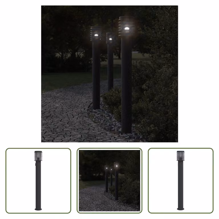 Lampada da percorso The Living Store con presa di corrente, nera, 110 cm, acciaio inossidabile