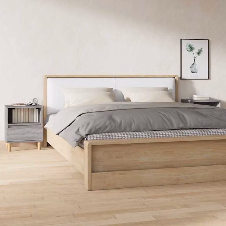 Set di 2 comodini vidaXL in legno e MDF, colore grigio, L 40 cm x P 35 cm x H 50 cm