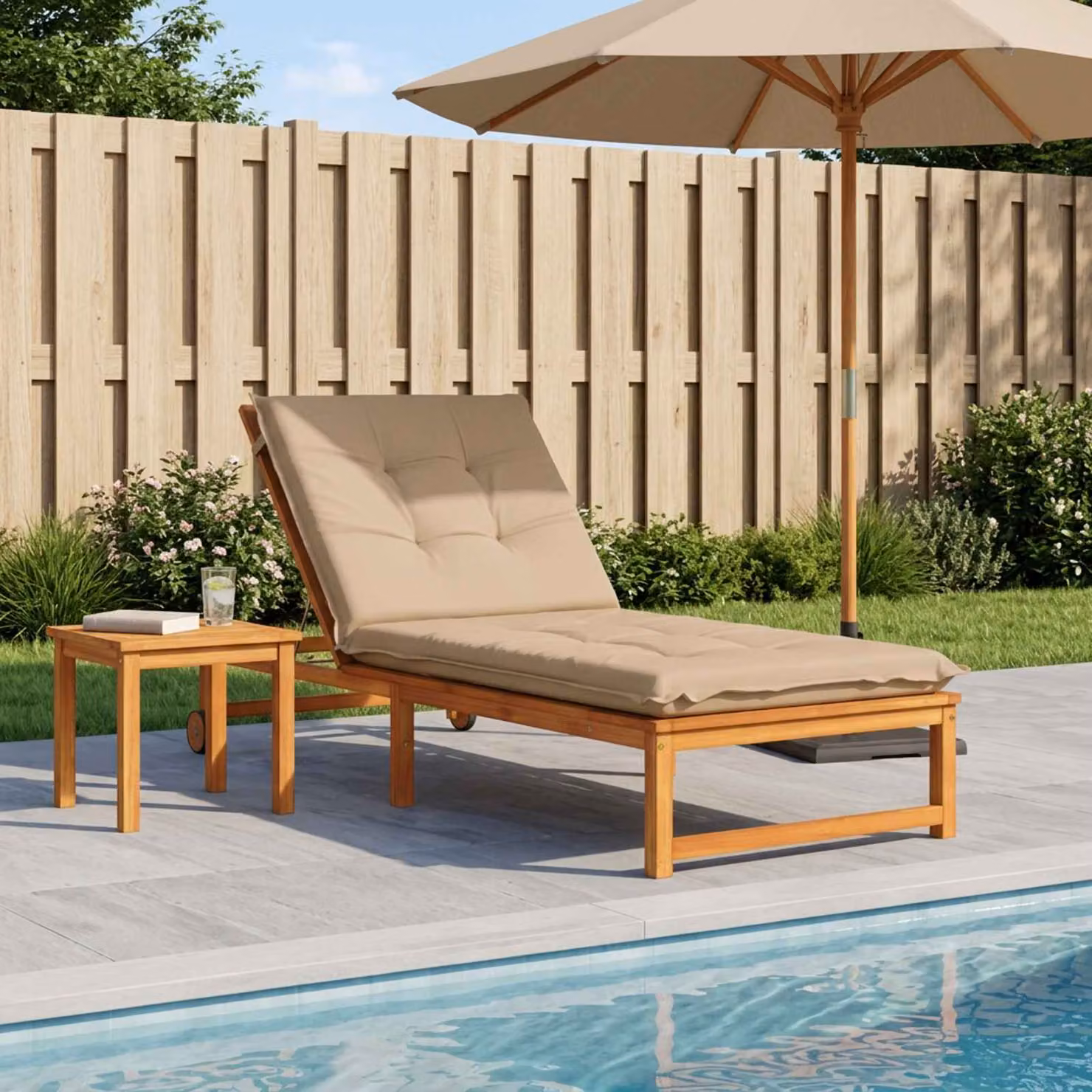 vidaXL Cuscino per Lettino GEMERT Sabbia, Rivestimento Rimovibile e Lavabile, Resistente ai Raggi UV, L: 190 cm x P: 80 cm