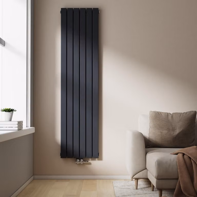 Radiatore a pannello design, modello EMKE, piatto, dimensioni 180 x 46 cm, a due strati, potenza 1624 W, colore antracite