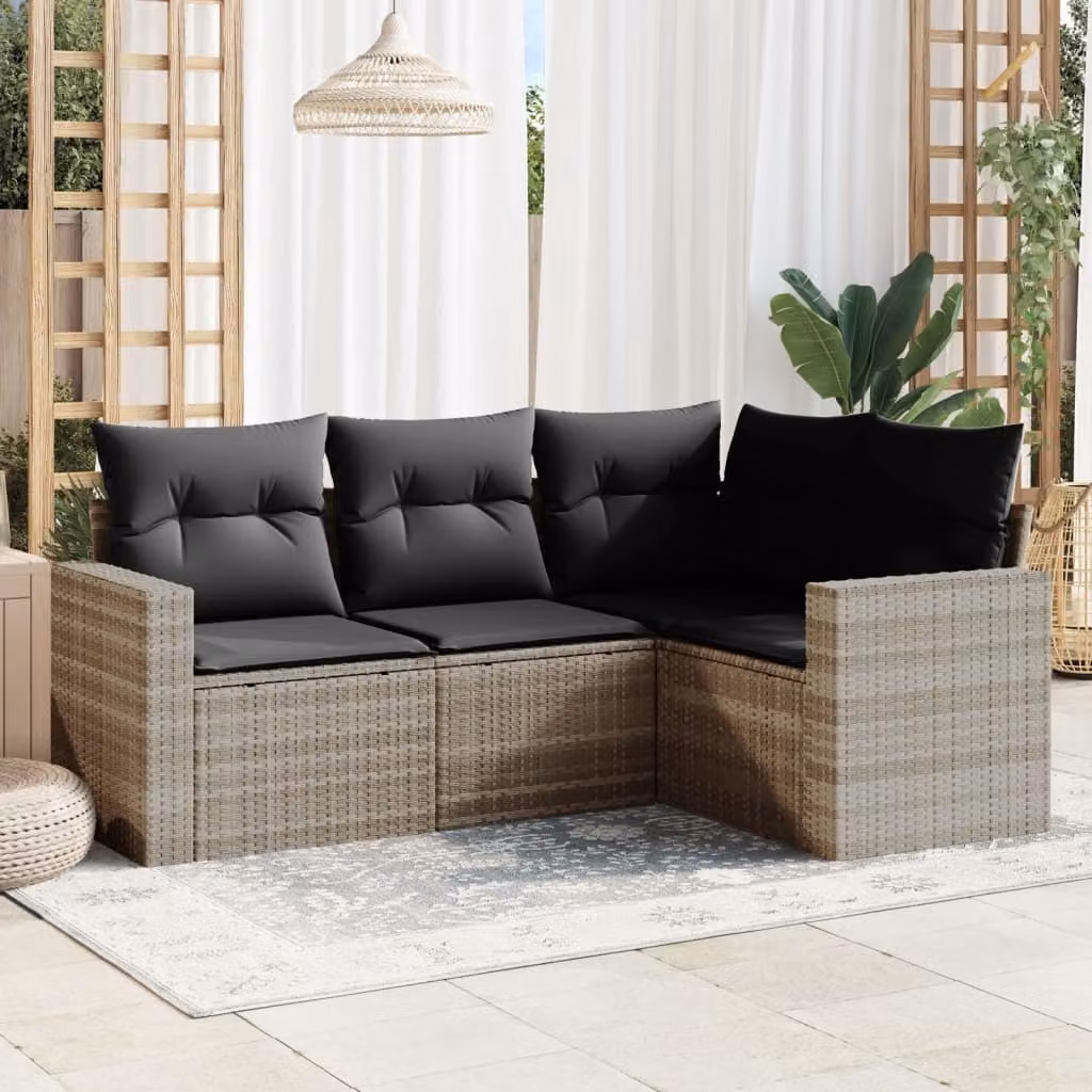 Maison Exclusive - Set Divano da Giardino 4pz con Cuscini Grigio Chiaro Polyrattan