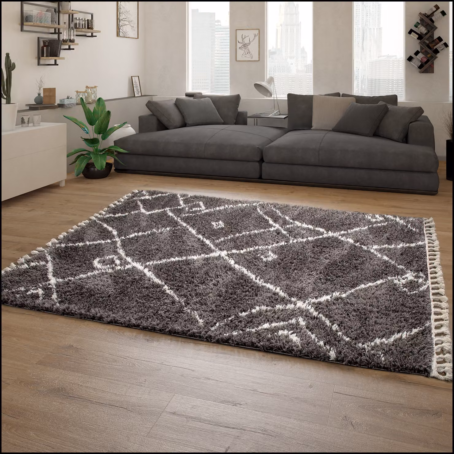 Tappeto a pelo alto Oregon grigio L: 140 cm, P: 200 cm – 2
