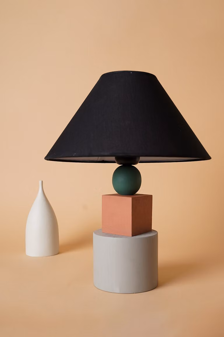 Opviq, YL586,Lampada da tavolo, grigio chiaro, CORPO IN LEGNO, 30 x 30 x 40 cm