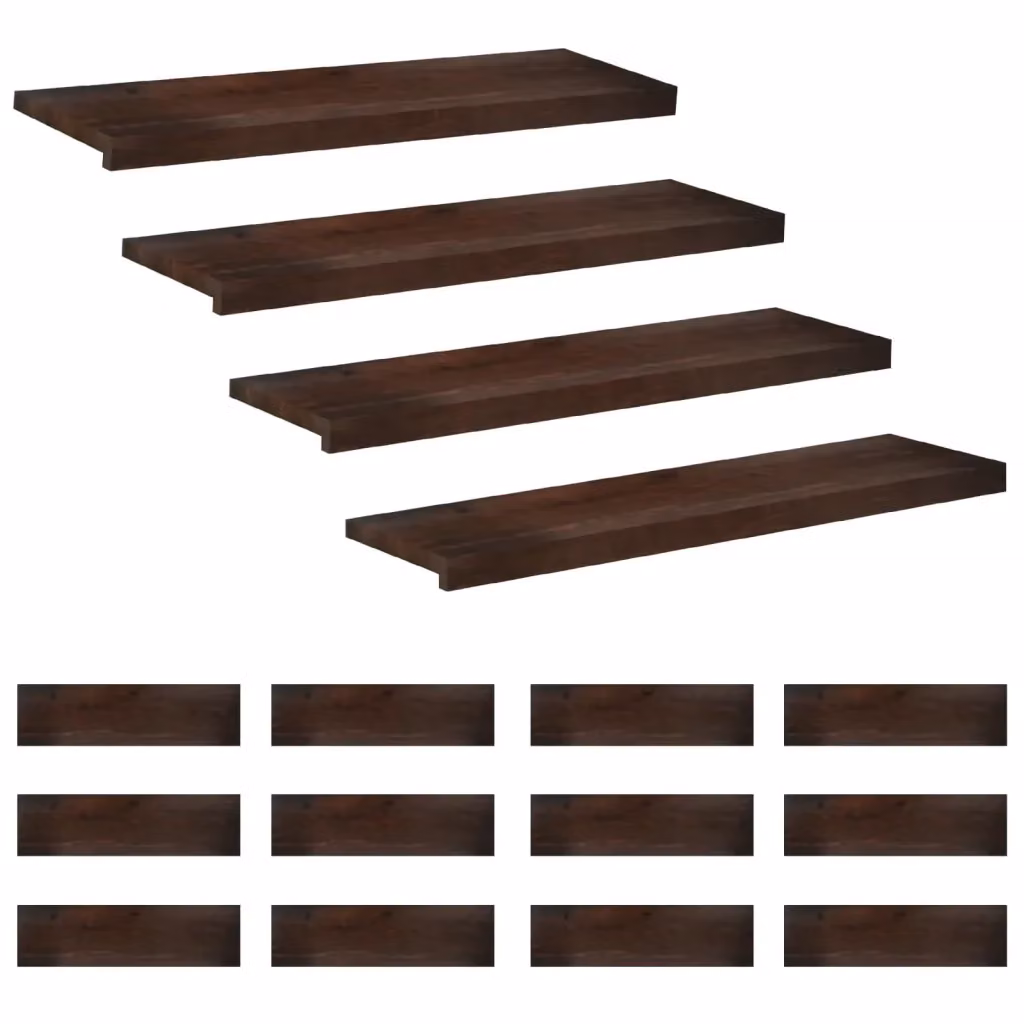 Set di 16 tappeti per scale vidaXL in legno, colore marrone, L 100 x P 25 x H 2 cm – 2