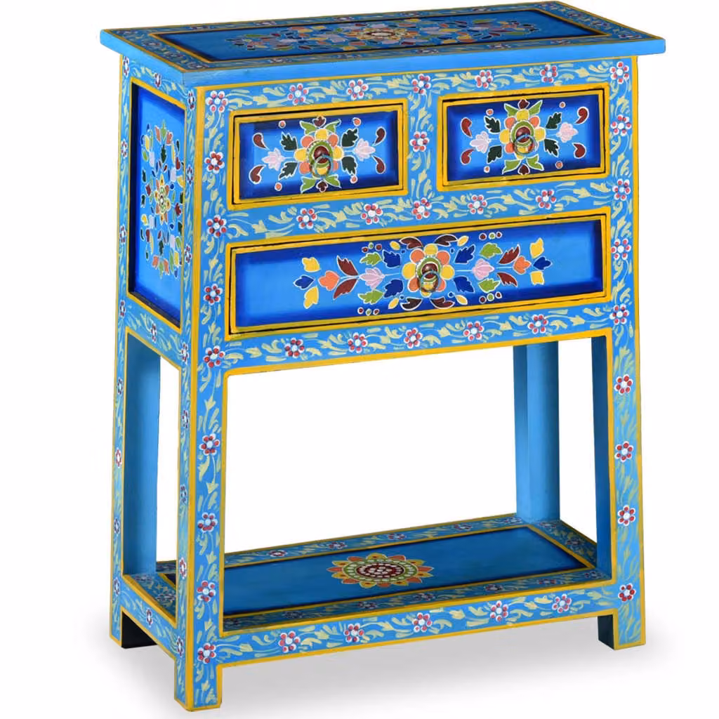 vidaXL Credenza con cassetti in legno massiccio mango turchese dipinta a mano