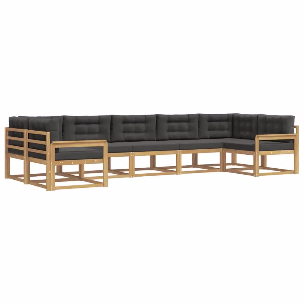 Set di divani da esterno vidaXL in legno di acacia con cuscini, 7 pezzi, Bianco e Antracite – 2