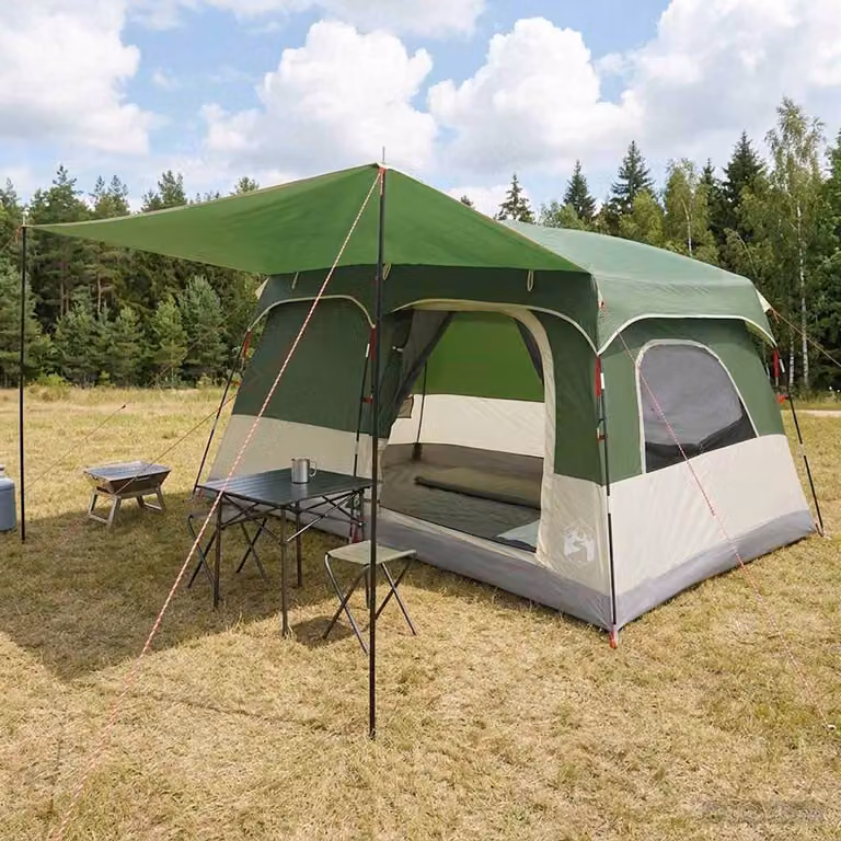 Tenda Familiare vidaXL per 8 Persone in Poliestere Verde