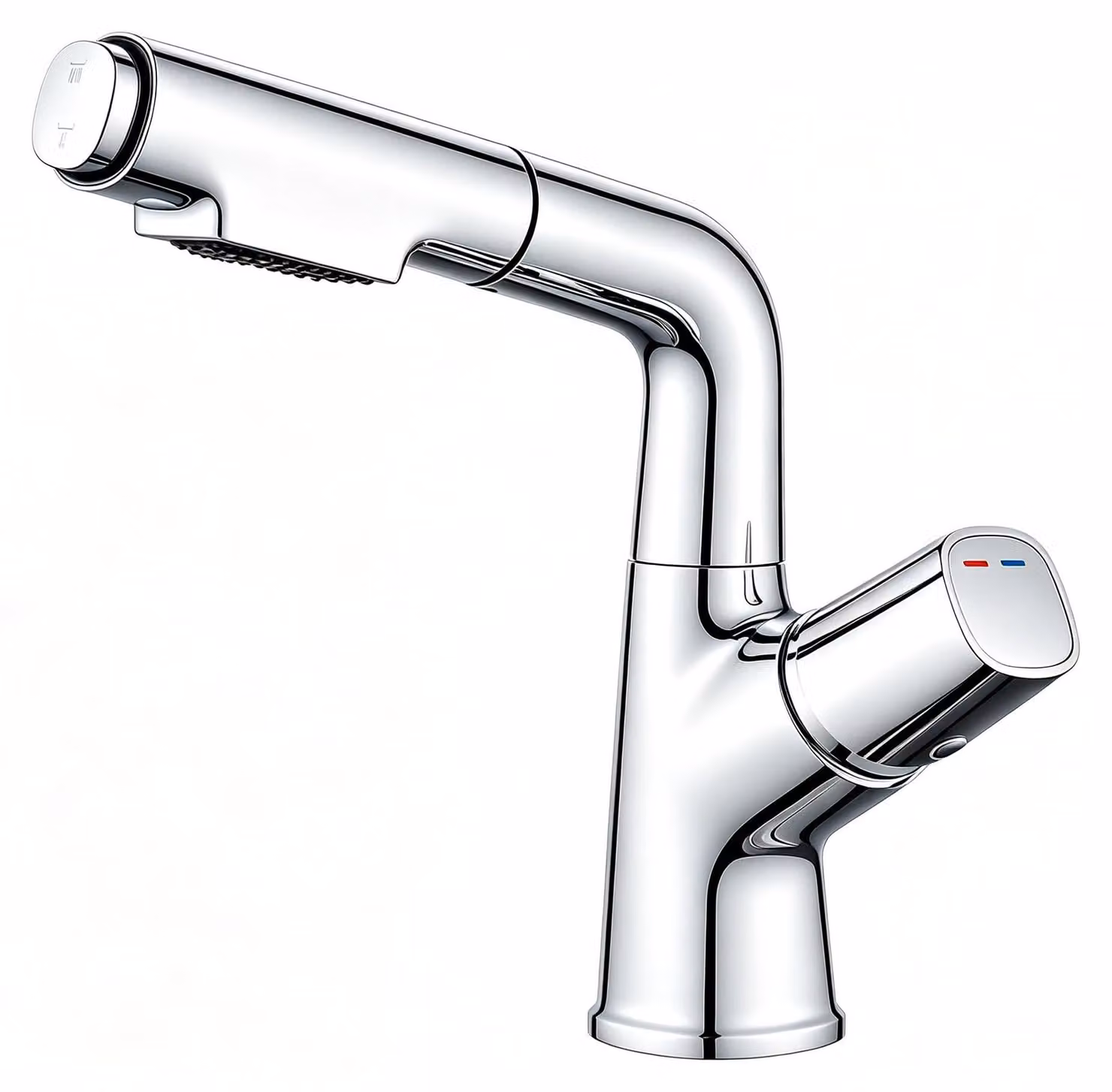 Miscelatore per lavabo con doccetta estraibile, finitura cromata