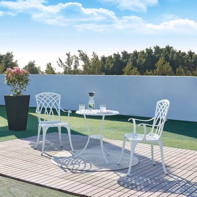 Set da Bistrot Vena in Alluminio 2 Sedie e Tavolo Rotondo - Bianco casa.pro