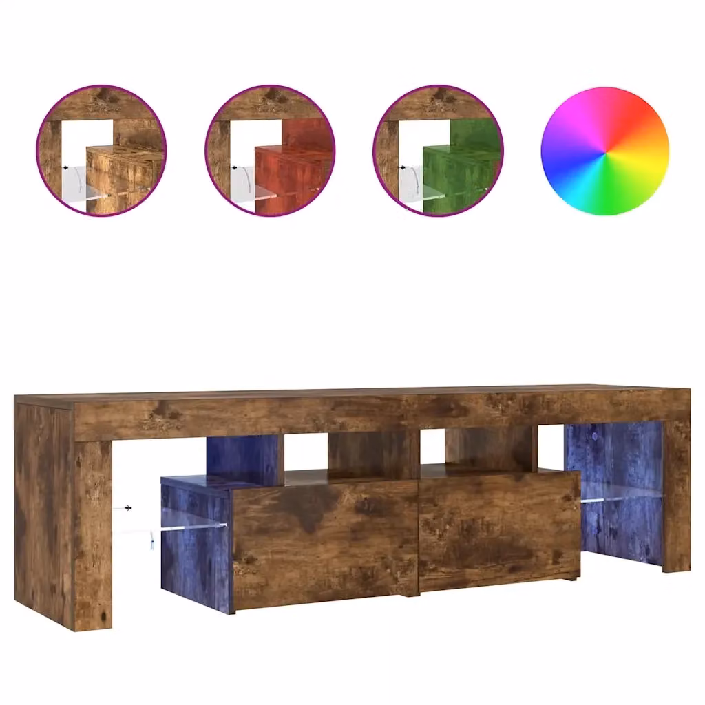 Mobile Porta TV Moderno vidaXL in Rovere Fumo con Luci LED Integrate L: 60 cm, P: 38,5 cm, H: 48 cm – 2