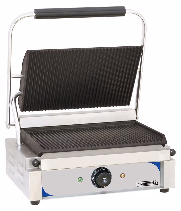 Contatto grill con piastre striate - Potenza: 2200 W - Materiale: acciaio inossidabile - Design compatto