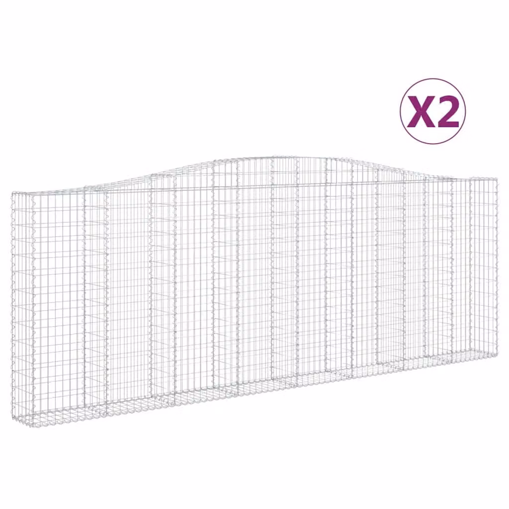 Cesti Gabbioni ad Arco 2 pz 400x30x140/160 cm Ferro Zincato