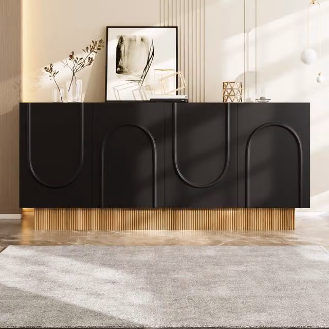 Credenza Moderna 4 Ante ¨C Xylo ¨C Legno, Ripiani, Soggiorno, 160x75x38