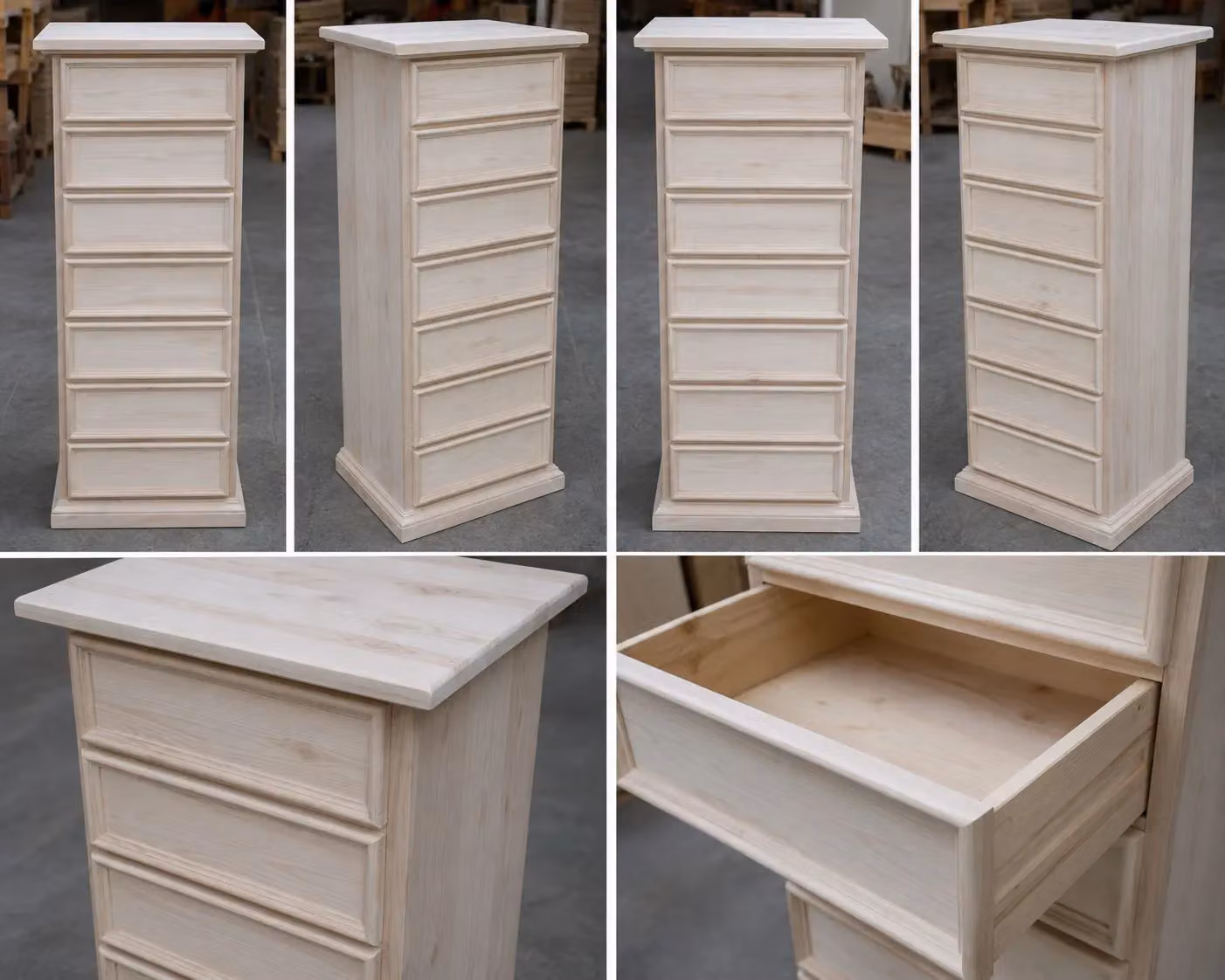 Cassettiera in legno grezzo con 7 cassetti Mobili 2G L/P/H: 60 x 47 x 115 cm – 1