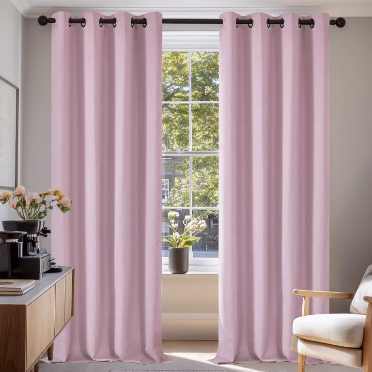 Tende oscuranti, isolanti termicamente, resistenti al freddo, design moderno con passanti, 140 x 220 cm, rosa chiaro, confezione da 2
