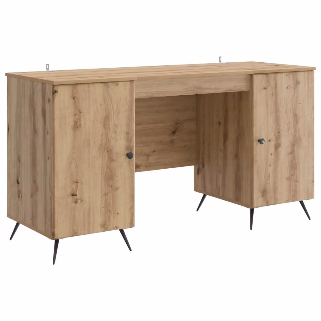 Scrivania moderna in legno color rovere vidaXL L: 142,5 cm, P: 50 cm, H: 75 cm – 2