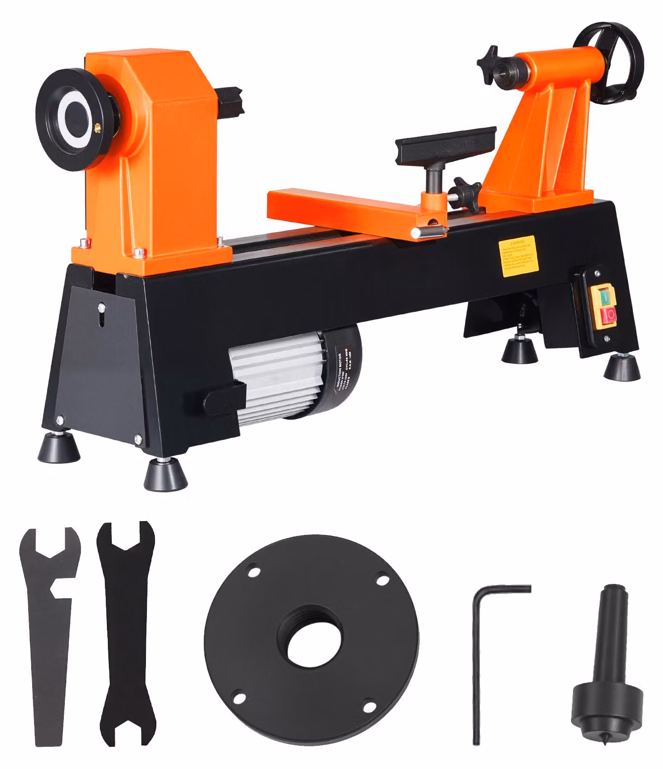 SucceBuy, tornio da banco 304 x 465 mm, modello 3/4, con 5 velocità per la lavorazione di gambe per tavoli, bastoni da passeggio e progetti in legno di grandi dimensioni. Velocità: 650/1100/1600/2200/3200 giri/min. Dotato di protezione termica e struttura