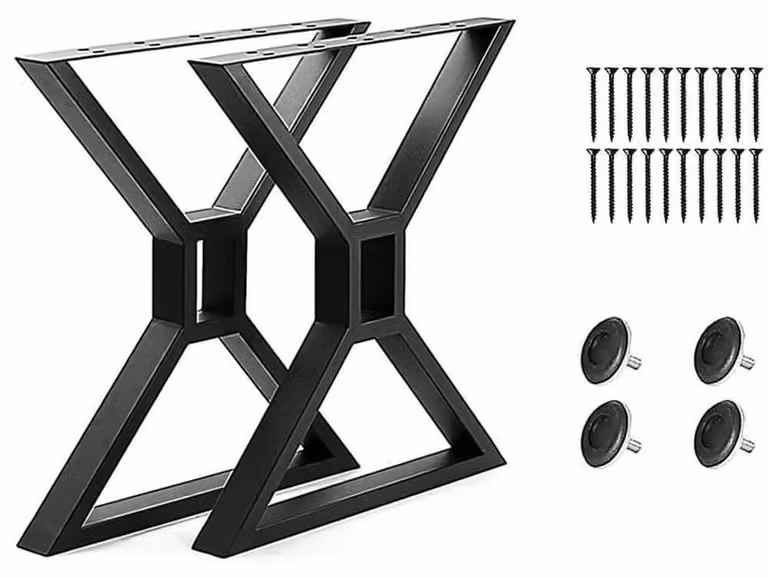 Set di 2 gambe per tavolo in acciaio a forma di "X"