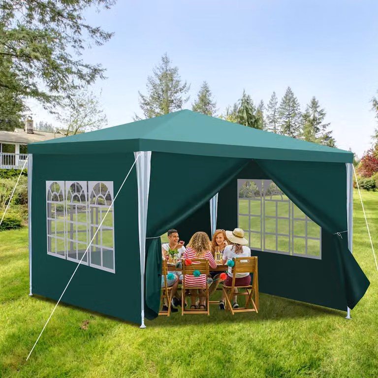Jopassy gazebo patio padiglione - tenda da mercato e protezione solare per il giardino, perfetta tenda da festa verde 3x3m